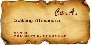 Csákány Alexandra névjegykártya